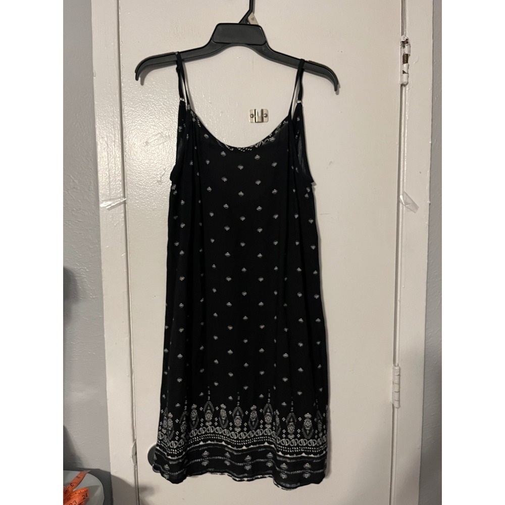 Mossimo Supply Co Black White Boho Floral Mini Dress Medium Adjustable Straps